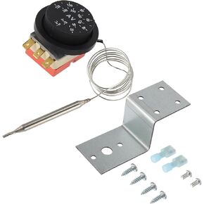 Motoforti Universal Fan Thermostat Controller, Stainless Steel Plastic, Black, 1 Set