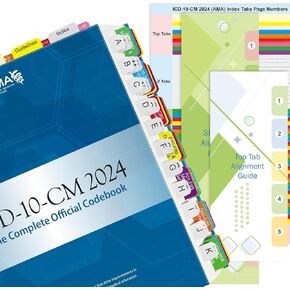 Index Tabs for ICD-10-CM 2024 The Complete Official Codebook-AMA Version, Complete Book Tabs Set to Index All Important Parts, Laminated Durable with Blank Tabs & Page Numbers (Book Not Included)