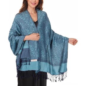 MUQU Women Pashmina Shawls and Wraps Scarf Soft Silky Reversible Paisley Scarves Shawl for Women