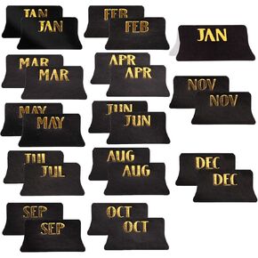 AIEX 24Pcs Monthly Tabs Calendar Stickers, Monthly Calendar Stickers Tabs Adhesive Index Tabs for Planners, Journal, Notebook, Agendas and Organizers, Office and Sturdy (Black)
