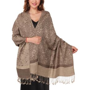 MUQU Women Pashmina Shawls and Wraps Scarf Soft Silky Reversible Paisley Scarves Shawl for Women