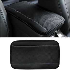 Car Armrest Seat Box Cover, Comfortable Leather Automotive Center Console Cushion Pad, Soft Waterproof Vehicle Arm Rest Protector Mat Accessories, Universal for RV, SUV, Truck (Black/Red)