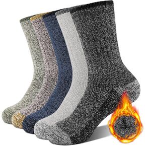 UUMIAER ميرينو جوارب من الصوف للرجال المشي لمسافات طويلة الحرارية الدافئة الشتاء طاقم الجوارب وسادة سميكة الرطوبة فتل الجوارب 5 أزواج in Kuwait