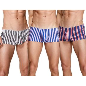 FEOYA Men Cotton Woven Boxers Button Fly Boxer Shorts Low Rise Lounge Boxer Trunks