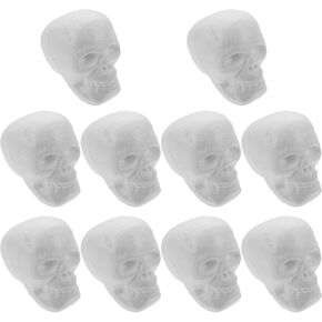 10 Pcs Craft Foam Halloween Skull Heads White Skulls Balls Skeleton Head Polystyrene Foam Ornament for DIY Crafts Project Halloween Home Wall Decor
