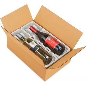 Wine Shipping Box (2 bottle) with Protective Trays, Biodegradable, Made from Recycled Materials - Pack of 1