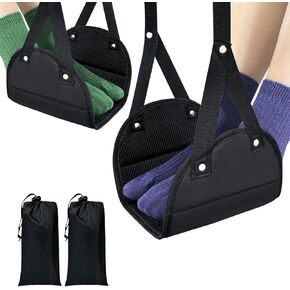 Airplane Foot Hammock, Upgraded Foot Rest for Under Desk at Work, Length Adjustable Airplane Foot Rest, Desk Foot Hammock Travel Essentials to Relax Your Feet with Better Support(2 Pack)