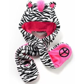 SO® Big Girl's Zebra Faux-Fur Hat Black/White