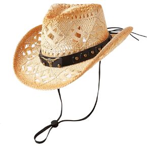 Jastore Straw Cowboy Hats for Toddler Girls Boys Summer Sun Hat Belt Buckle Cowgirl Western Hat for Kids