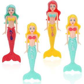 Thinp 4 Pcs Mermaid Bath Toy,Pool Toys Diving Mermaids Swimming Toys Mermaids Underwater Swimming Pool Toys Underwater Pool Training Toys for Kids