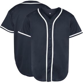Blank Baseball Jersey, Short Sleeve Plain Jersey Shirt Sports Hip Hop for Men Women