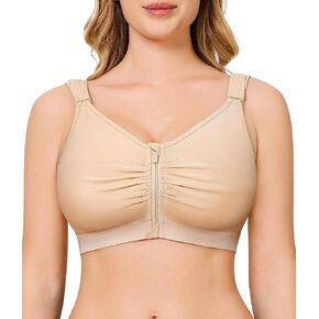 CYDREAM Zip Front Bra for Women Wireless Full Coverage Comfort Everyday Post Surgery Compression Bras Adjustable Straps