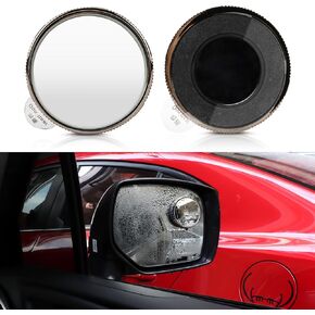 Blind Spot Mirror with Sucker - PSLER 2" Round HD Glass Convex Rear View Mirror, 360° Wide Angle Side View Mirror Accessories with Frame for Car SUV and Trucks, 2 Pcs