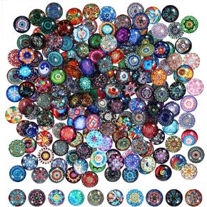 Operitacx 200pcs Mosaic Tiles for Crafts, Assorted Color Round Glass Tiles, Mosaic Pieces Glass Gems for Crafts DIY Mosaic Decor Home Decor 14mm