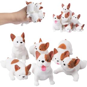 6Pcs Dog Squishy Toys for Kids, Cute Fidget Toys Stress Balls for Adults, Sensory Stress Toys Squish Squeeze Ball Stress Relief Toy, Squishy Ball Stretch Squeeze Toys Party Favors for Boys & Girls