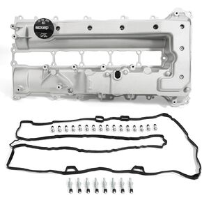 25203563 Aluminum Engine Valve Cover with Gasket and Bolts Compatible with 2016 2017 2018 2019 Chevrolet Malibu Hybrid Sedan 4-Door 1.8L Replacement# 55580751