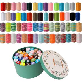 60-Color Sewing Thread for Sewing Machine,All Purpose 1000 Yards Each Spool,Multi Color Thread for Sewing,140S/2,30wt Polyester Sewing Thread Assortment for Hand Stitching, Quilting