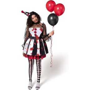 Spooktacular Creations Adult Creepy Clown Costume Women, Scary Jester Costume for Adult Halloween Costume