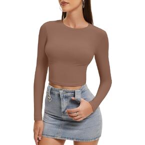 قطع علوية قصيرة الأكمام من SKYZOO للنساء 2024 بقصة ضيقة وأزياء الخريف الأساسية Y2k ملابس الفتيات المراهقات in Kuwait