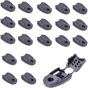 20 Pcs Paracord End Caps Zipper Pull Cord Ends Elastic Shock Bungee Rope Drawstrings Locks Replacement Plastic Stopper Clips for Running Shoes DIY Black Clips Sportswear Boots Purses Caps etc