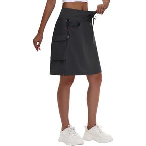 Women's 20" Hiking Cargo Skorts - Knee Length High Waisted Golf Travel Casual Dressy Long Skirt Shorts Quick Dry UPF50