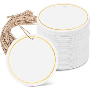 120 PCS White Gift Tags, 2" Round Gift Tags with String Marking Hang Tags Writable Blank Tags for Presents Labeling Xmas Gift DIY Craft Project