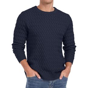 Sailwind Men's Crewneck Cable Knit Sweaters Long Sleeve Casual Twist Patterned Pullover Sweater