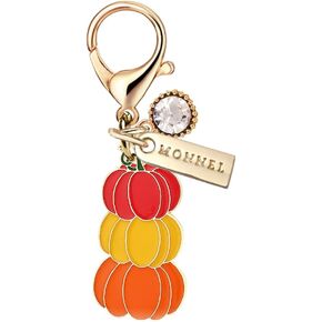 MC467 Little Crystal Halloween Pumpkin Lobster Clasp Charm for Women with Velvet Bag (Orange,1 Piece)