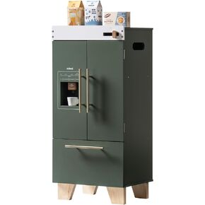 ROBUD Kids Play Kitchen - Vintage Green Refrigerator for Kids Kitchen Playset with Accessories - Pretend Toddlers' Kitchen Toy Fridge - Perfect Baby Gift for Ages 3-8