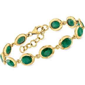 Ross-Simons 14.00 ct. t.w. Emerald Bracelet in 18kt Gold Over Sterling. 7 inches