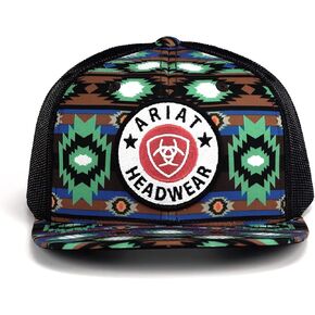 ARIAT Youth Boys Flexfit 110 Cap - Southwest Round Patch Hat, Multi Colored