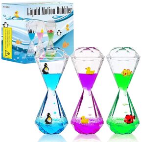 Calming Sensory Toys for Kids with Autism ADHD Anxiety or Special Needs-3 Pack Liquid Motion Bubbler Timers (Style #2)
