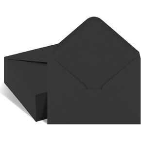 50 Pack 4 x 6 Envelopes A4 Black Envelopes, V Flap Envelopes for Greeting Cards,RSVP Cards,Birthday,Wedding, Graduation, Baby Shower Invitations