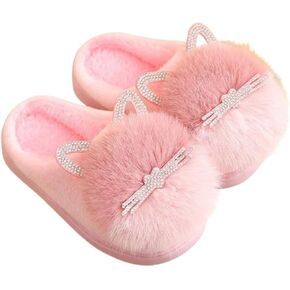 Toddler Slippers Fuzzy Girls Kids Slippers Cute Cat House Slipper Fluffy Slipper Cartoon Plush Slipper Winter Warm Kids Shoes
