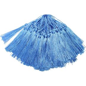 ARTCXC 100Pcs 5inch /130mm Blue Color Bookmarks Tassels Silky Handmade Soft Craft Mini Tassels with Loops for Jewelry Making, Bookmarks,DIY Projects Hand Crafted Accessory