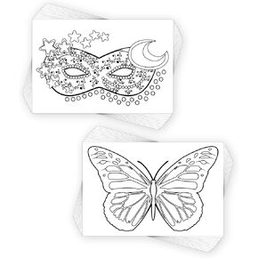 Colorpockit 4x6 Postcard Coloring Book Card Decks with Mask Mania and Butterflies Too. Refills for COLORpockit Complete Portable Coloring kit. Contains Two 12-Card Coloring Decks.