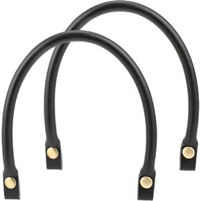 Leather Purse Handles Replacement, 2 PCS Black PU Leather Purse Straps Replacement with Metal Button Handbag Strap Replacement Purse Handles for DIY Handbag Accessories, Art Crafts Bag Making Supplies