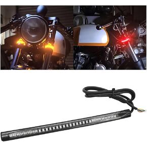 Universal 8" Flexible LED Light Strip with Tail Brake Stop Turn Signal Lamps, 48 LED Motorcycle License Plate Indicator Lighting Accessories, Universal for Bike, ATV, Scooter