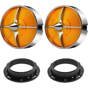 FATECIM 2" Turn Signal Light Covers Turbine Replacement Red Lenses Clip On for Softail Street Road Glide Fat Boy Sportster Dyna Deluxe Chrome Bezel