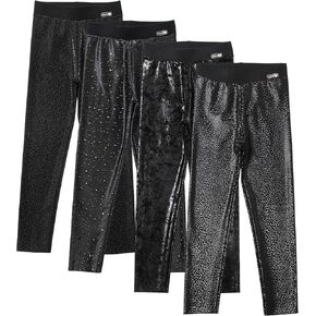 4 Pack Girls Faux Leather Legging High Waisted Stretch Leggings for girls Leather Pants