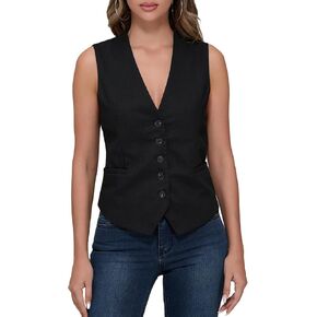 Meihuida Womens Vest V Neck Button down Waistcoat Lined Suit Vest Casual Blazer Top