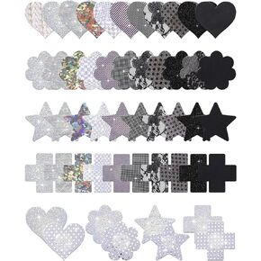 Poen 50 Pairs Glitters Pasties Summer Breast Pasties Stickers Self Adhesive Reusable Sticky Breast Patch for Women, Black and White