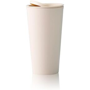 Car Trash Can with Lid,Mini Leakproof Car Trash Bin on Car Cup Holder,400ML Car Interior Accessories PP Plastic Car Garbage Can Fits Car Home Office (Beige)