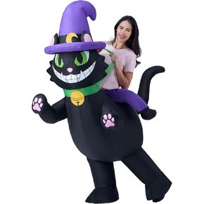 Spooktacular Creations Women Halloween Inflatable Costumes, Riding a Black Cat Blow Up Costume Adults, Cat Inflatable Suit for Halloween Costume Cosplay Themed Parties in Saudi Arabia