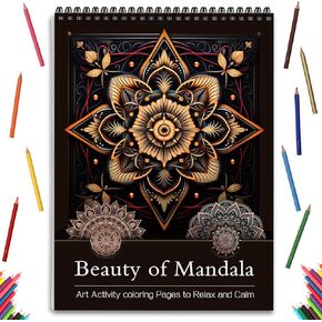 Mandala Coloring Book for Adults Relaxation Coloring Book for Women Spiral Bound Page Printed Single-Sided Thick Paper Gifts Arts and Crafts for Women to Relax 24 Mindfulness Coloring Mandala Pages