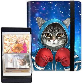 RWUTYTIUL Small Photo Album 4x6 100 Photos, Album de Fotos PU Leather Cover Wedding Family Memorial Birthday Photo Albums Picture Albums Holds with Strong Elastic Band, Dog Paw Print Beach