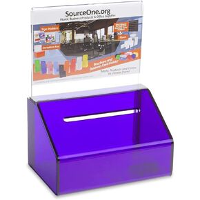 SOURCEONE.ORG Acrylic Heavy Duty Donation/Ballot Box with Lock and Sign Holder