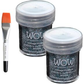 مسحوق منقوش رائع، لون أزرق مخضر طاووس عتيق مع بريق أزرق وأخضر، مع فرشاة طلاء بألوان مائية - مسحوق حرفي عالي الجودة ومتعدد الاستخدامات لصنع البطاقات وسجلات القصاصات [عبوة من قطعتين] in Kuwait