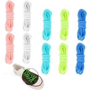 Glow in the Dark Shoe Laces, 5 Pairs Round Shoelaces Multicolor Rope Laces 47'' Shoe Strings Fun Shoelaces Cool Shoe Laces Thick Shoelaces Replacement for Women Men Sneakers Flats Dress Shoes Hoodies
