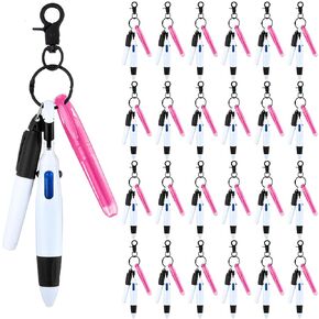 Sherr 25 Sets Mini Highlighter Nurse Pens Including Retractable Shuttle Pens Highlighter Pen Permanent Marker Nursing Keychain Clip Nurse Badge for Nursing Student School Staff(Blue)